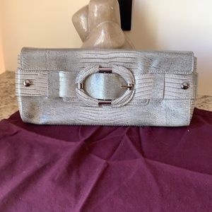 Kenneth Cole Light Grey Lizard Clutch Purse